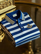 Alohadaddy® Men's Classic Two-Tone Stripe Logo Business Button-Down Polo Shirt Big & Tall
