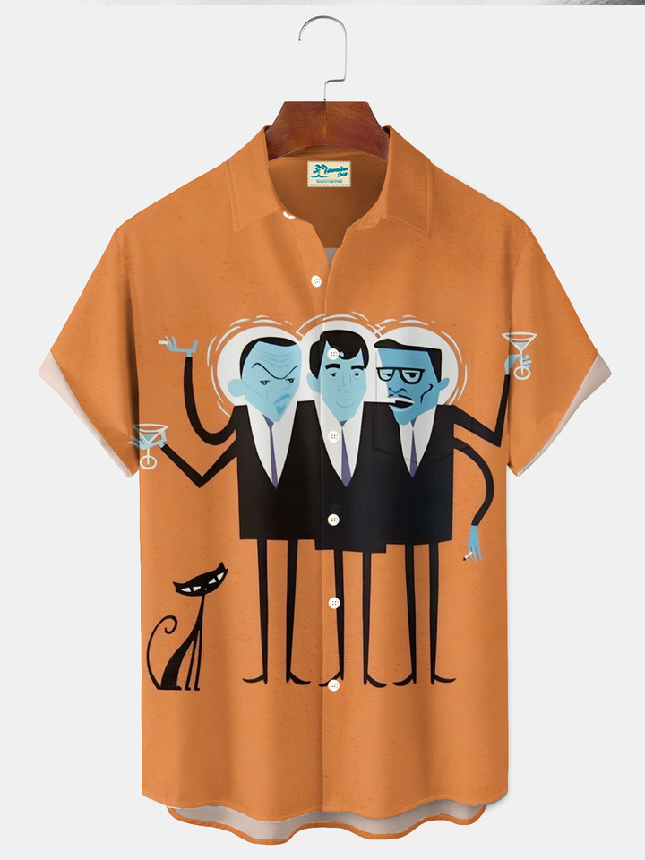 Alohadaddy® Retro 1950s Mid-century Atomic Age Geometric Cocktail Graphic Print Men&