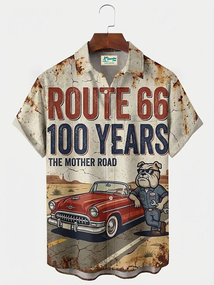 Alohadaddy®  Retro Route 66 Car Print Men&