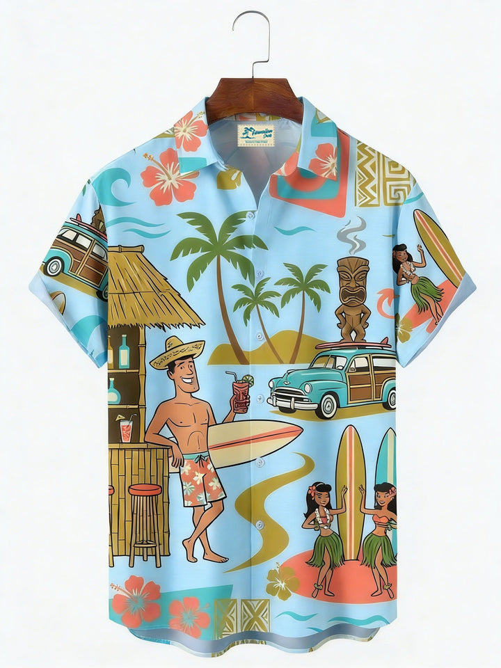 Alohadaddy® Hawaiian Medieval Geometric Cartoon Print Men&