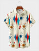 Alohadaddy® Men's Short-Sleeve Button-Down Shirt with Pocket Geometric Print