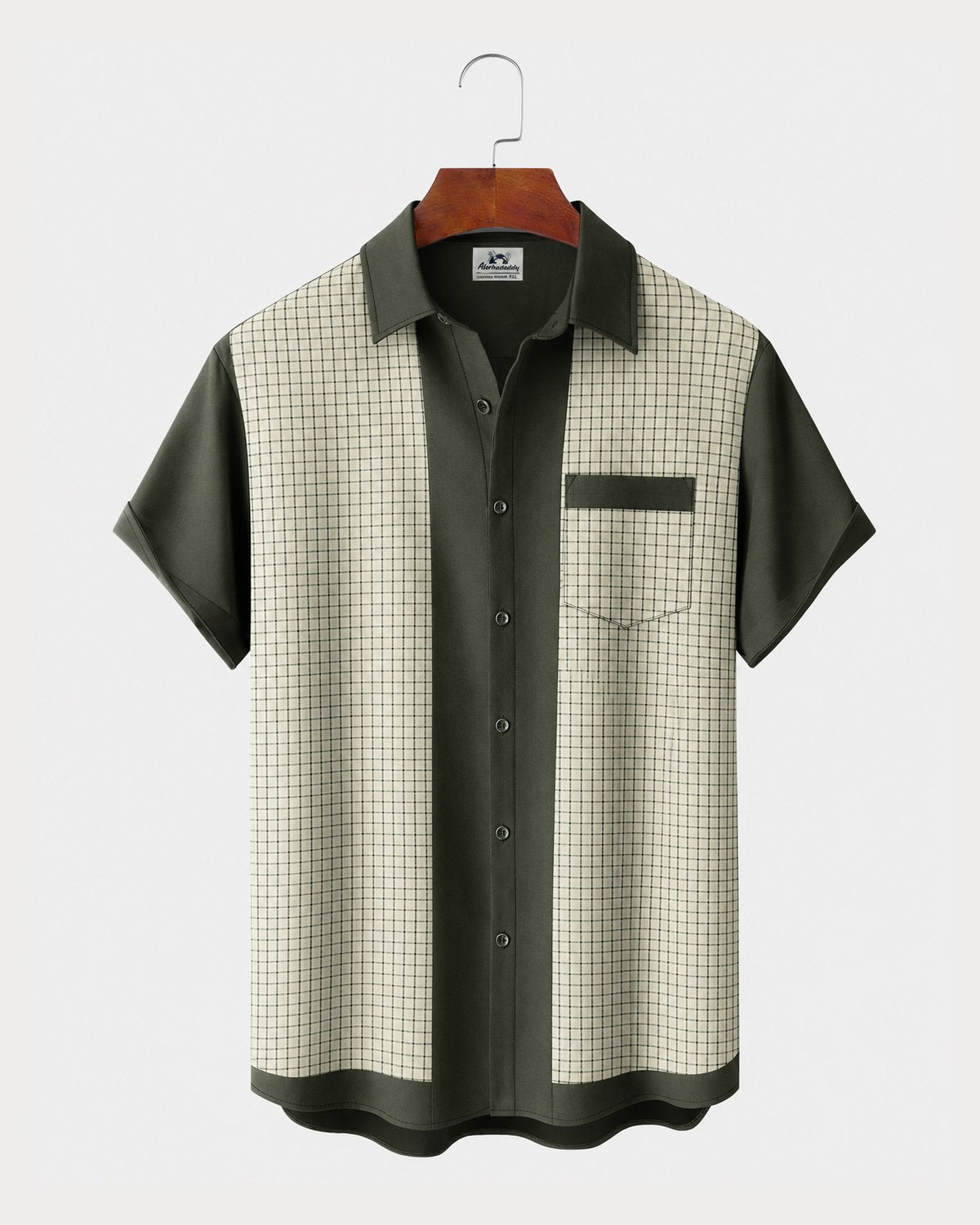 Alohadaddy® Men's Short-Sleeve Button-Down Shirt with Pocket Geometric Print