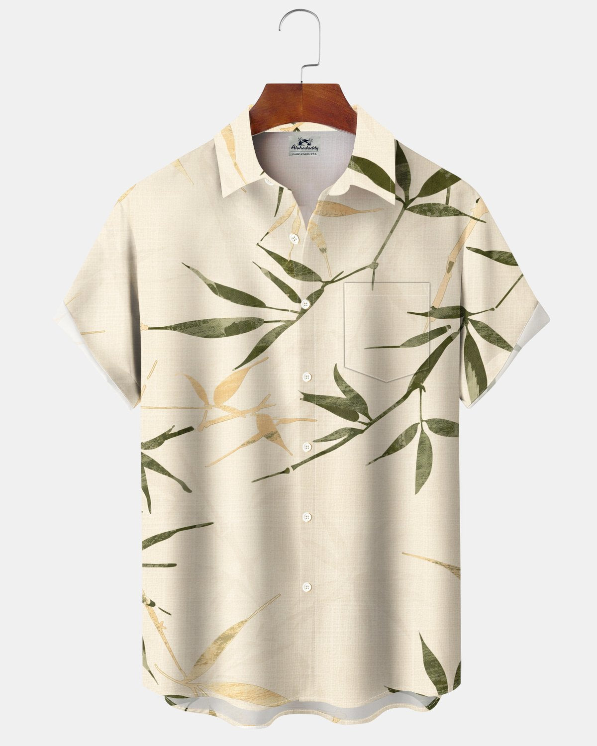 Alohadaddy® Men's Short-Sleeve Button-Down Shirt with Pocket Plant Print