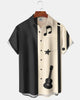 Alohadaddy® Retro Musical Guitar Print Men's Short-Sleeve Shirt