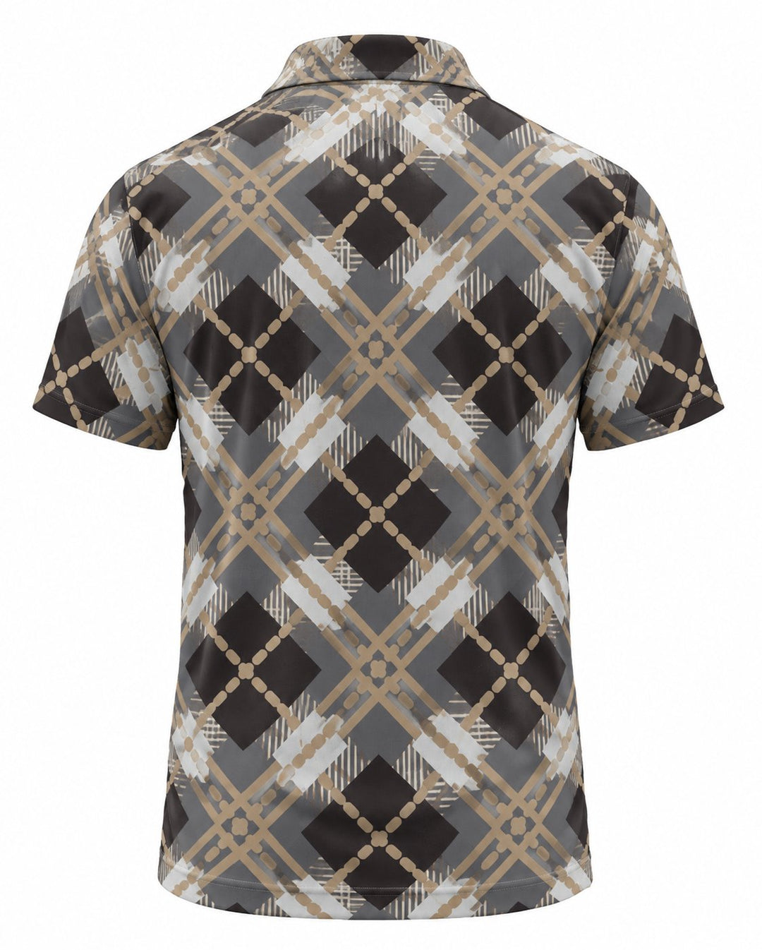 Men’s Basic Casual Checkered pattern Retro Print Button Down Polo Short-Sleeve Big &amp; Tall