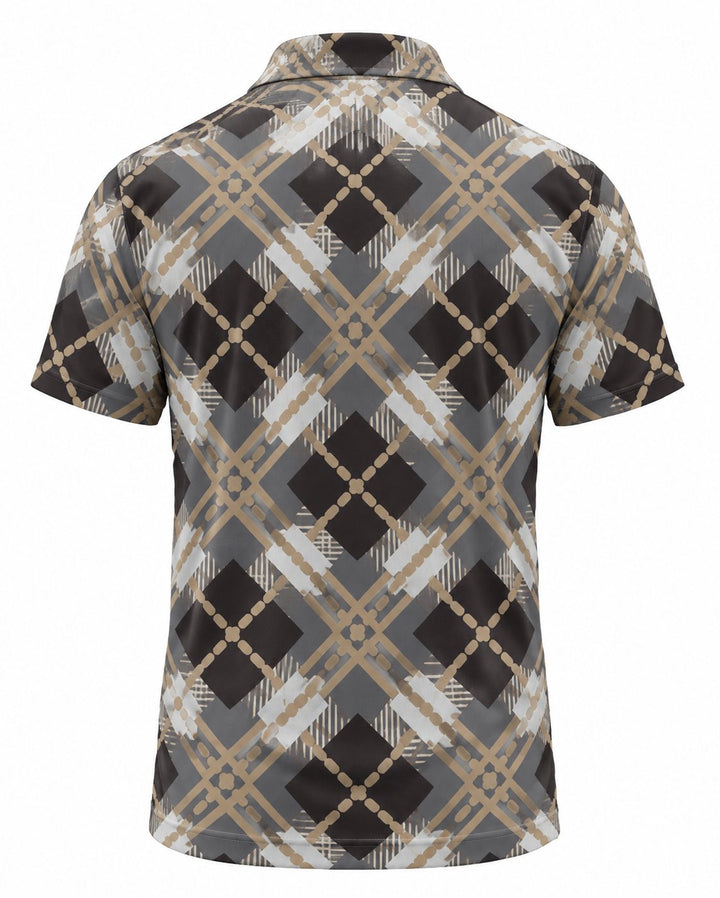 Men’s Basic Casual Checkered pattern Retro Print Button Down Polo Short-Sleeve Big &amp; Tall