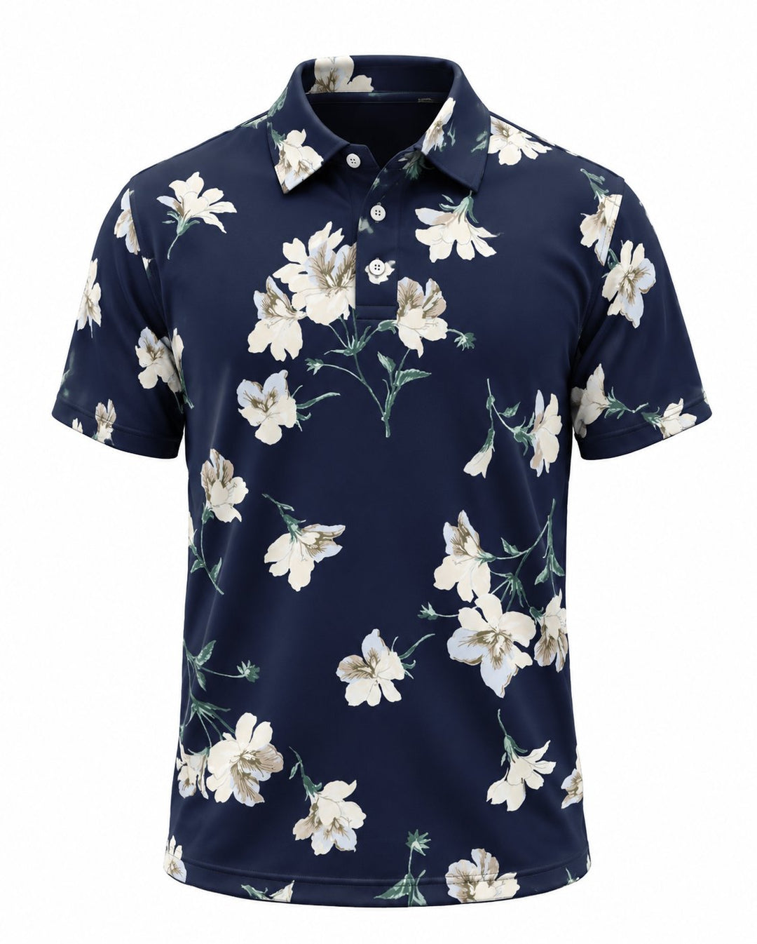 Men’s Basic Casual Flowering and plants Retro Print Button Down Polo Short-Sleeve Big &amp; Tall