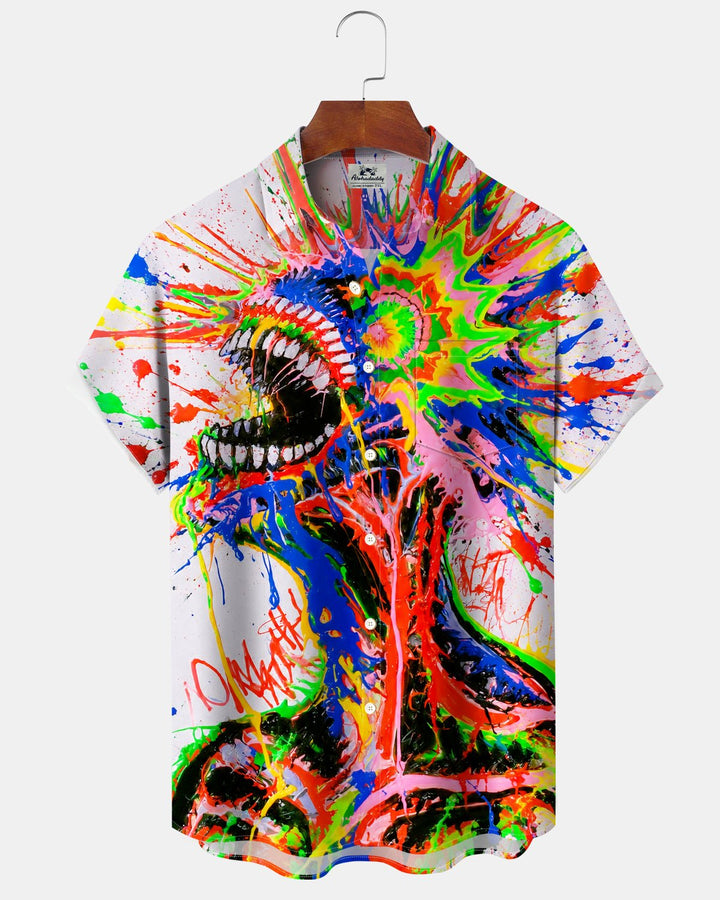Alohadaddy® Casual Abstract Explosion Portrait Rainbow Graffiti Print Men&