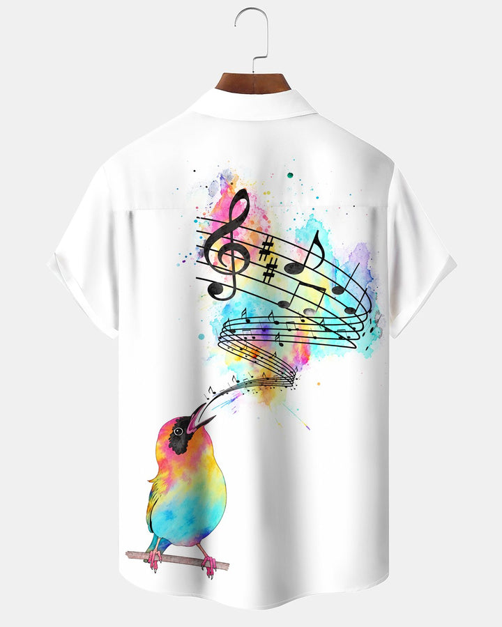 Alohadaddy® Casual Musical Striped Bird Print Men&