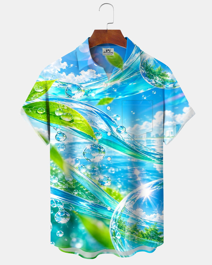 Alohadaddy® Casual Abstract Ocean Sky Cloud Bubble Print Men&
