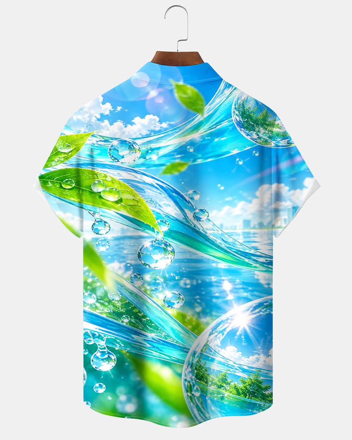 Alohadaddy® Casual Abstract Ocean Sky Cloud Bubble Print Men&