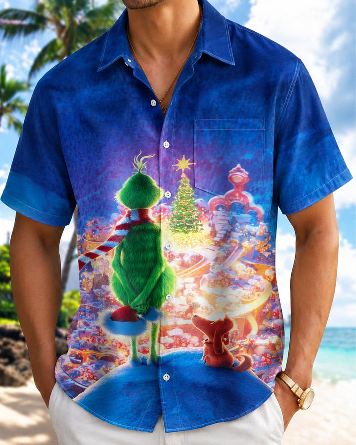 Alohadaddy® Holiday Christmas City Snow Scene Print Men&