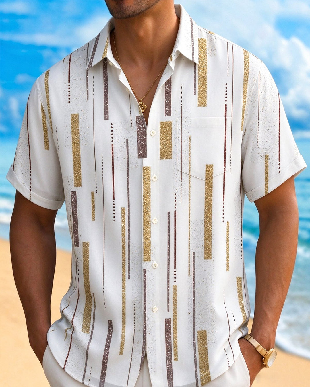 Alohadaddy® Casual Striped Polka Dot Print Men&