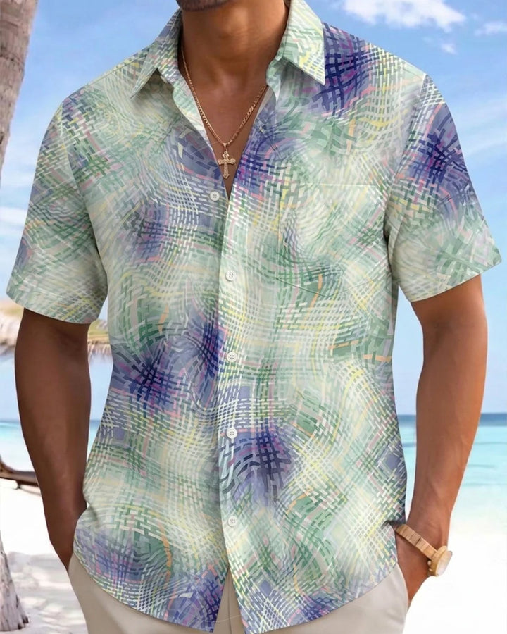 Alohadaddy® Retro Casual Abstract Art Striped Print Men&