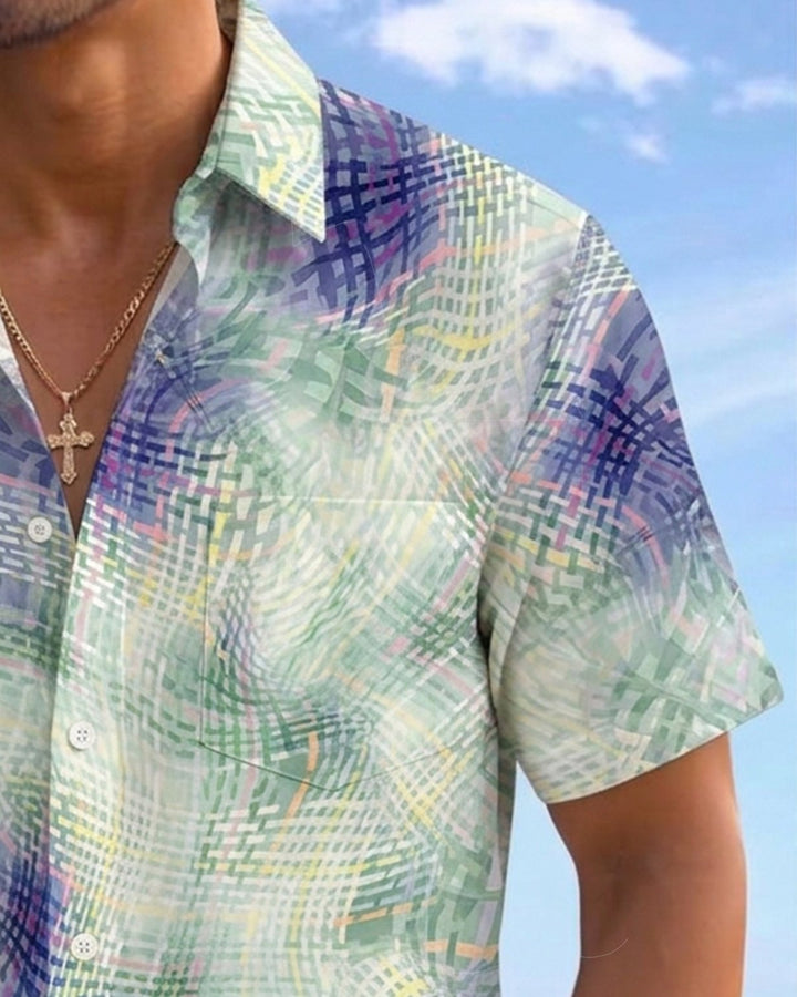 Alohadaddy® Retro Casual Abstract Art Striped Print Men&