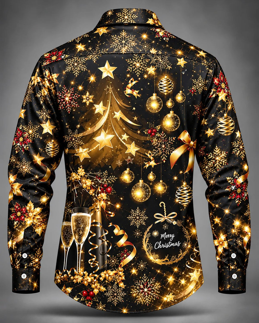 Alohadaddy® Holiday Retro Christmas Abstract Champagne Fireworks Print Men&