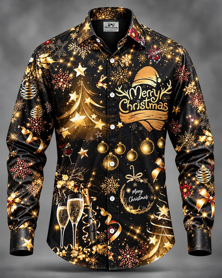 Alohadaddy® Holiday Retro Christmas Abstract Champagne Fireworks Print Men&