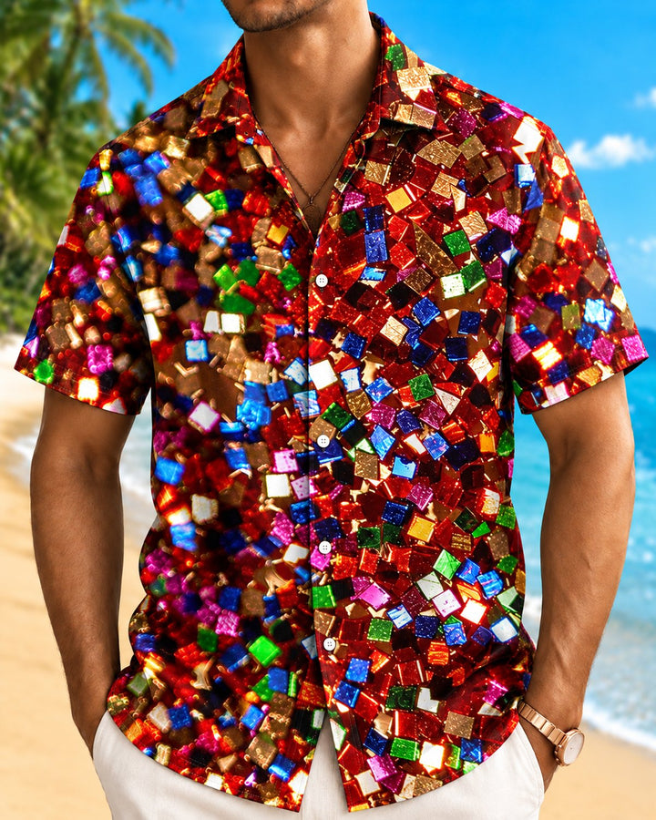 Alohadaddy® Holiday Christmas Candy Abstract Reflective Print Men&
