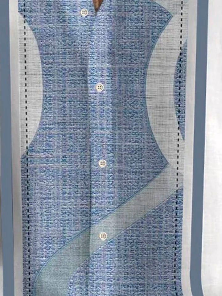 Camisa de manga corta con bolsillo abotonado y estampado geométrico retro 3D para hombre de Alohadaddy