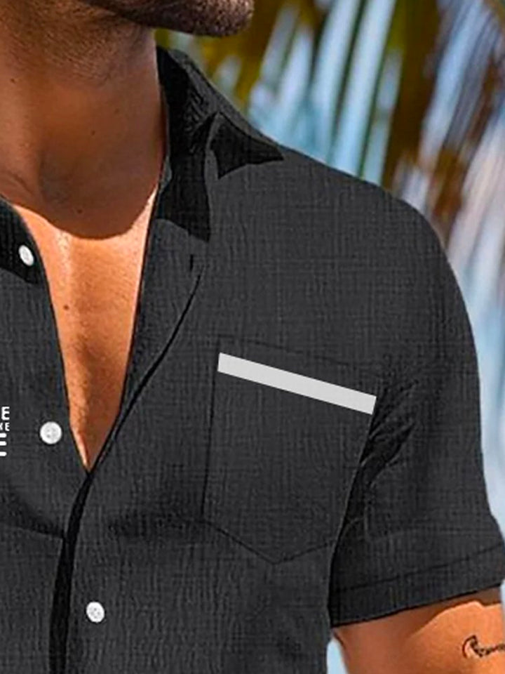 Chemise à manches courtes et poches à boutons pour homme avec imprimé numérique 3D vintage Letter Cross d&