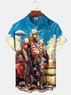 Alohadaddy Holiday Collection Independence Day Bigfoot Button Cardigan Pockets Stretch Oversized Polyester Short Sleeve Shirt