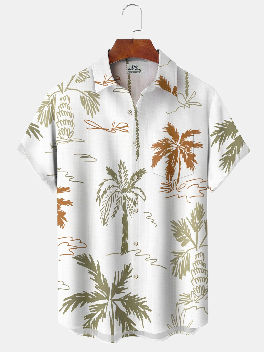 Alohadaddy Casual Hawaiian Palm Tree Button Cardigan Pocket Stretch Bamboo Long Oversized Short Sleeve Shirt
