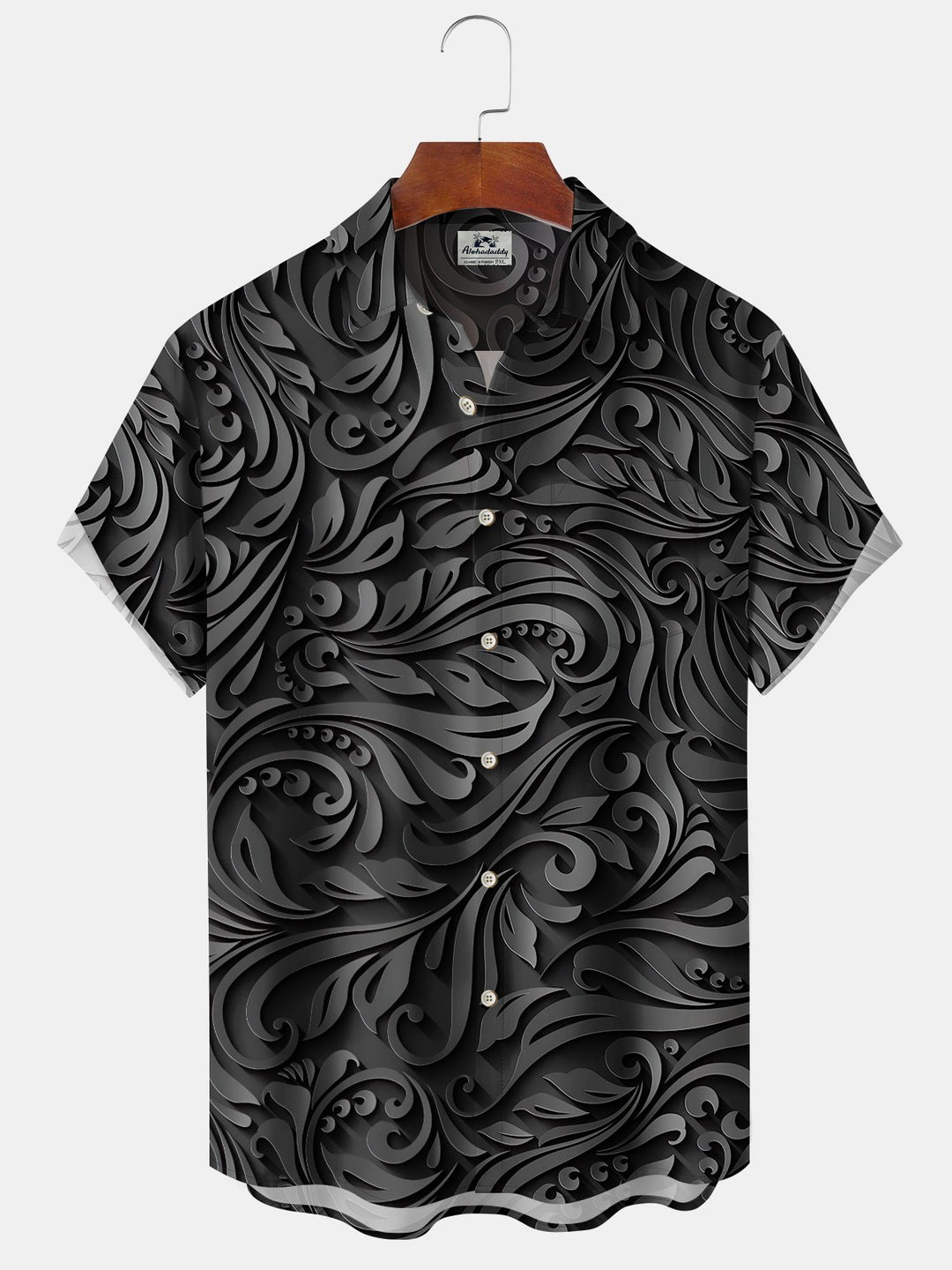 Alohadaddy Casual Collection Plants Dark Pattern Print Art Button Cardigan Pockets Elasticity Long Large Size Short Sleeve Shirt