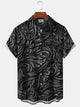 Alohadaddy Casual Collection Plants Dark Pattern Print Art Button Cardigan Pockets Elasticity Long Large Size Short Sleeve Shirt