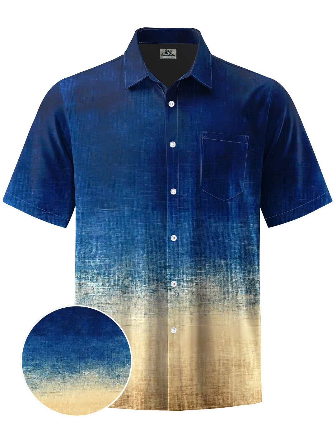 Alohadaddy® Vintage Gradient Print Chest Pocket Men&
