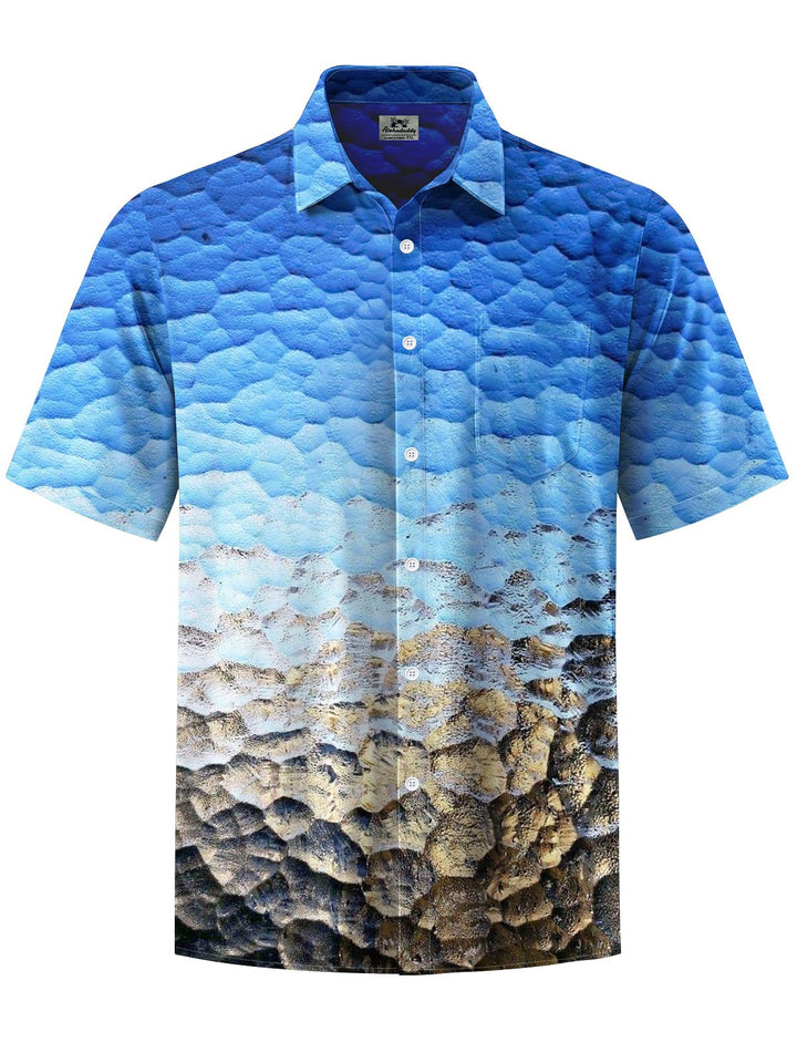 Alohadaddy® Casual Geometric Gradient Print Chest Pocket Men&