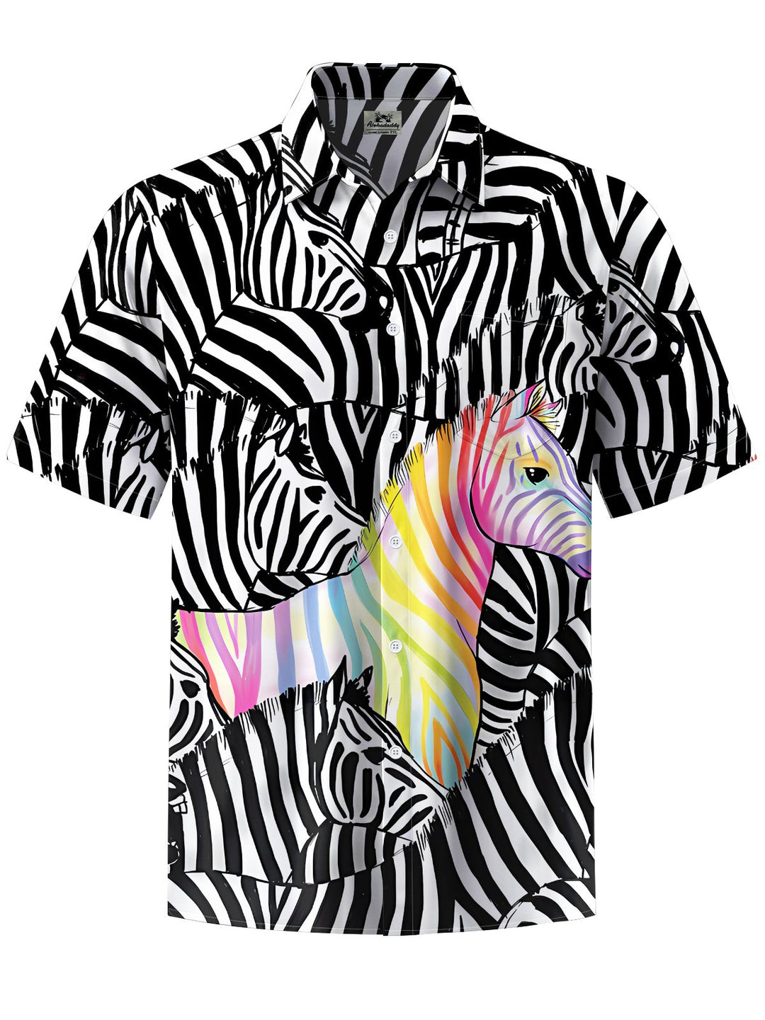 Alohadaddy® Casual Zebra Art Print Chest Pocket Mens Short Sleeve Shirt Big &amp; Tall