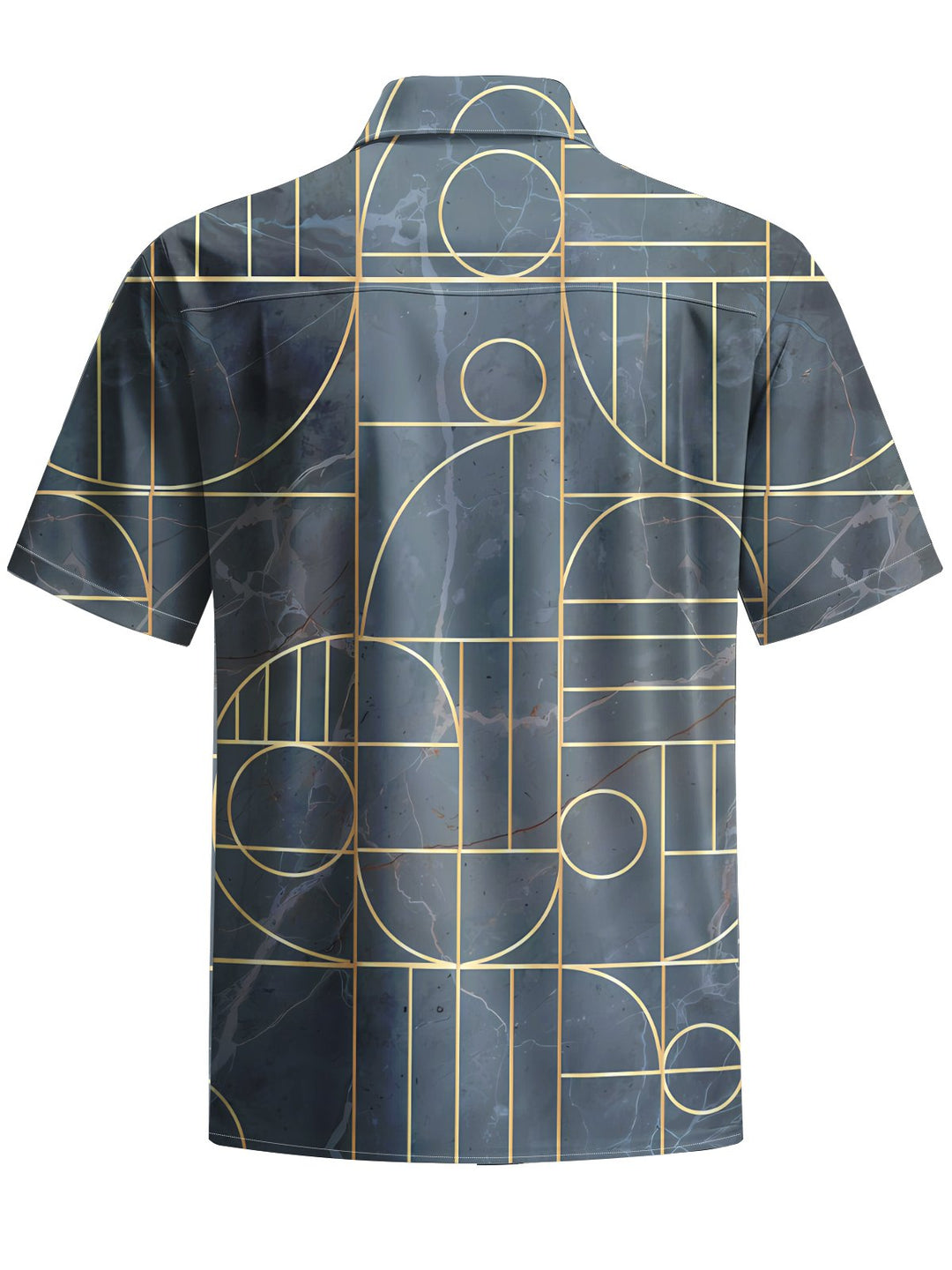 Alohadaddy® Retro Geometric Art Print Chest Pocket Moisture Wicking Men&