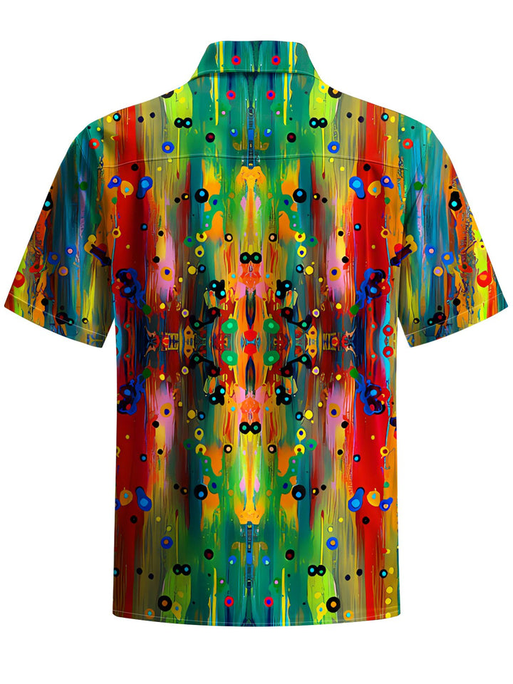 Alohadaddy® Vintage Abstract Art Print Moisture Wicking Chest Pocket Mens Short Sleeve Shirt Big &amp; Tall