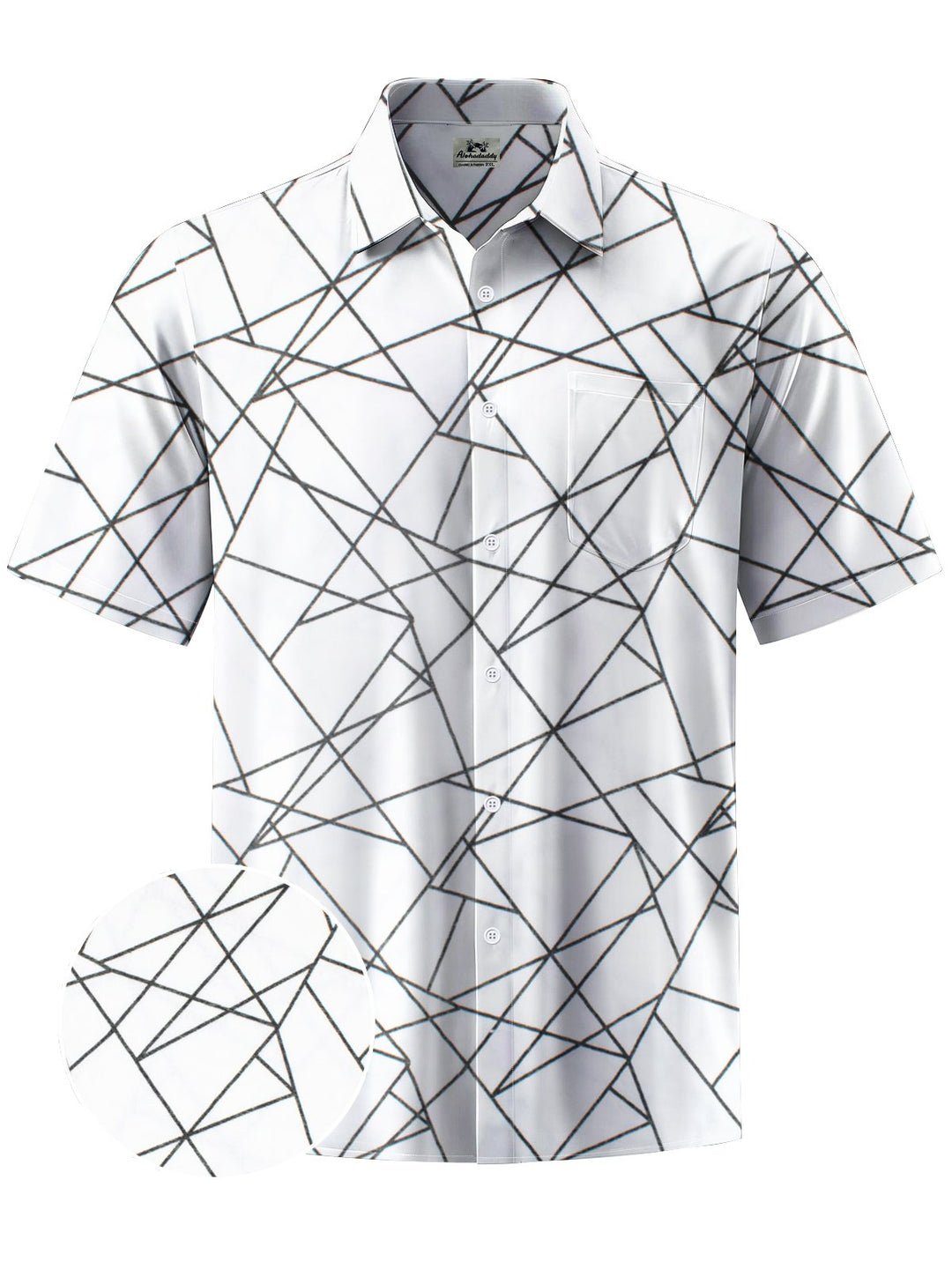 Alohadaddy® Casual Geometric Art Print Chest Pocket Mens Short Sleeve Shirt Big &amp; Tall