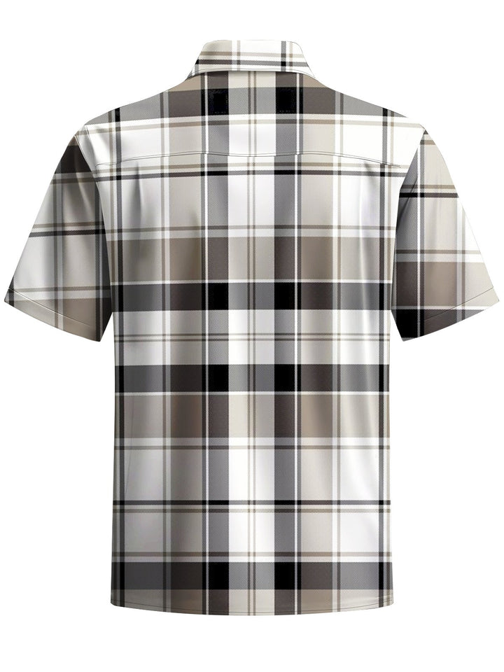 Alohadaddy® Casual Plaid Art Print Chest Pocket Men&