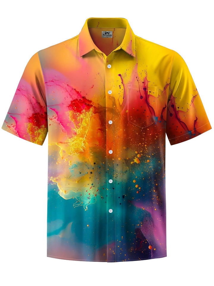 Alohadaddy® Hawaiian Abstract Art Print Chest Pocket Men&