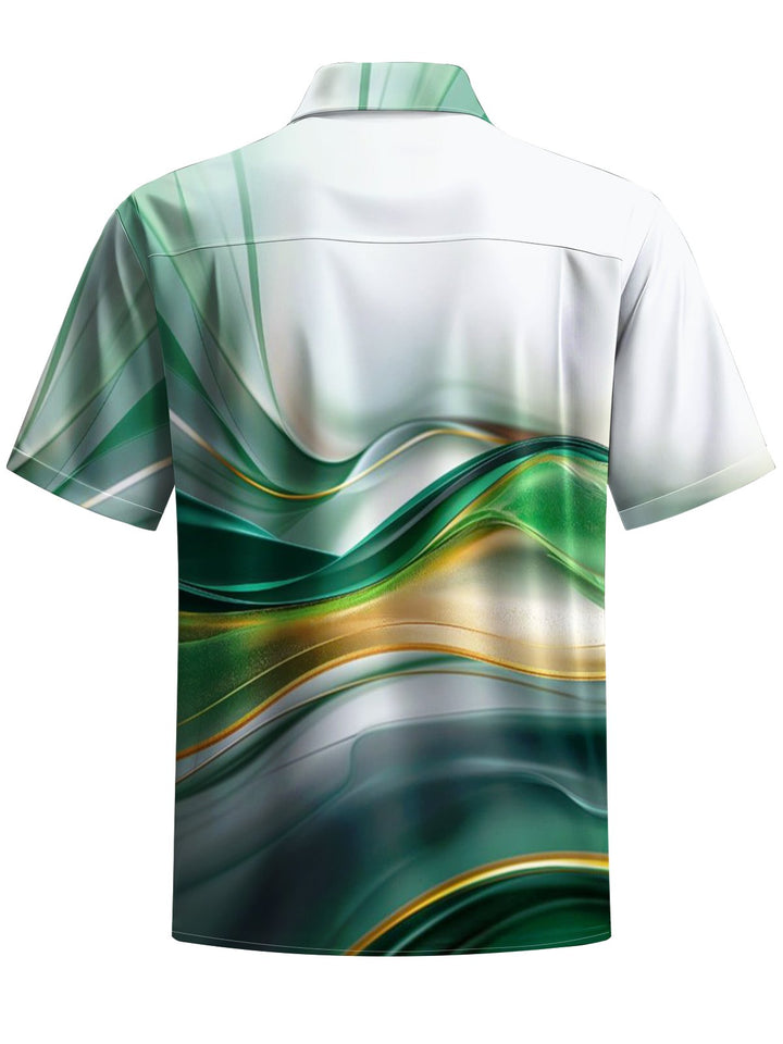 Alohadaddy® Casual Abstract Gradient Art Print Chest Pocket Men&