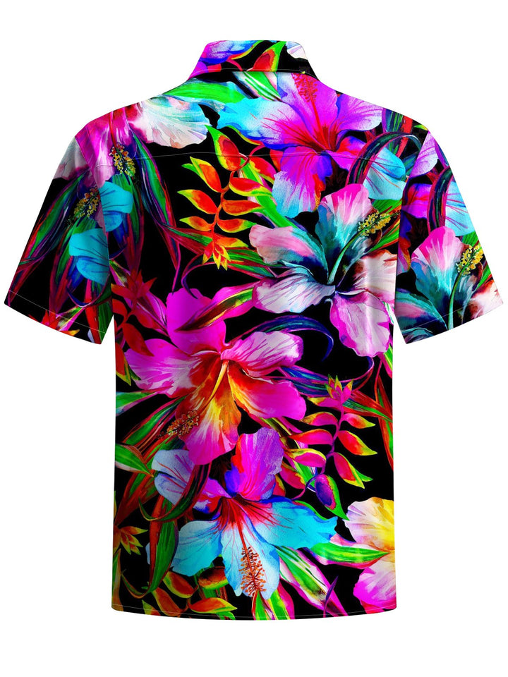 Alohadaddy® Hawaiian Hibiscus Flower Print with Chest Pocket on Men&