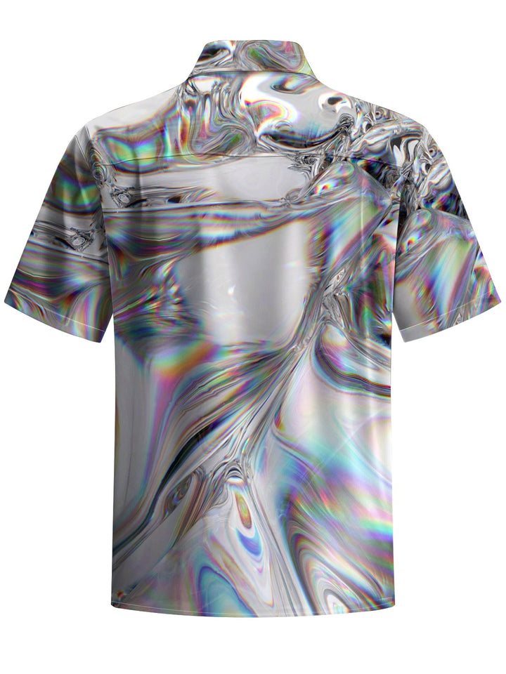 Alohadaddy® Casual Abstract Texture Print Art Chest Pocket Men&