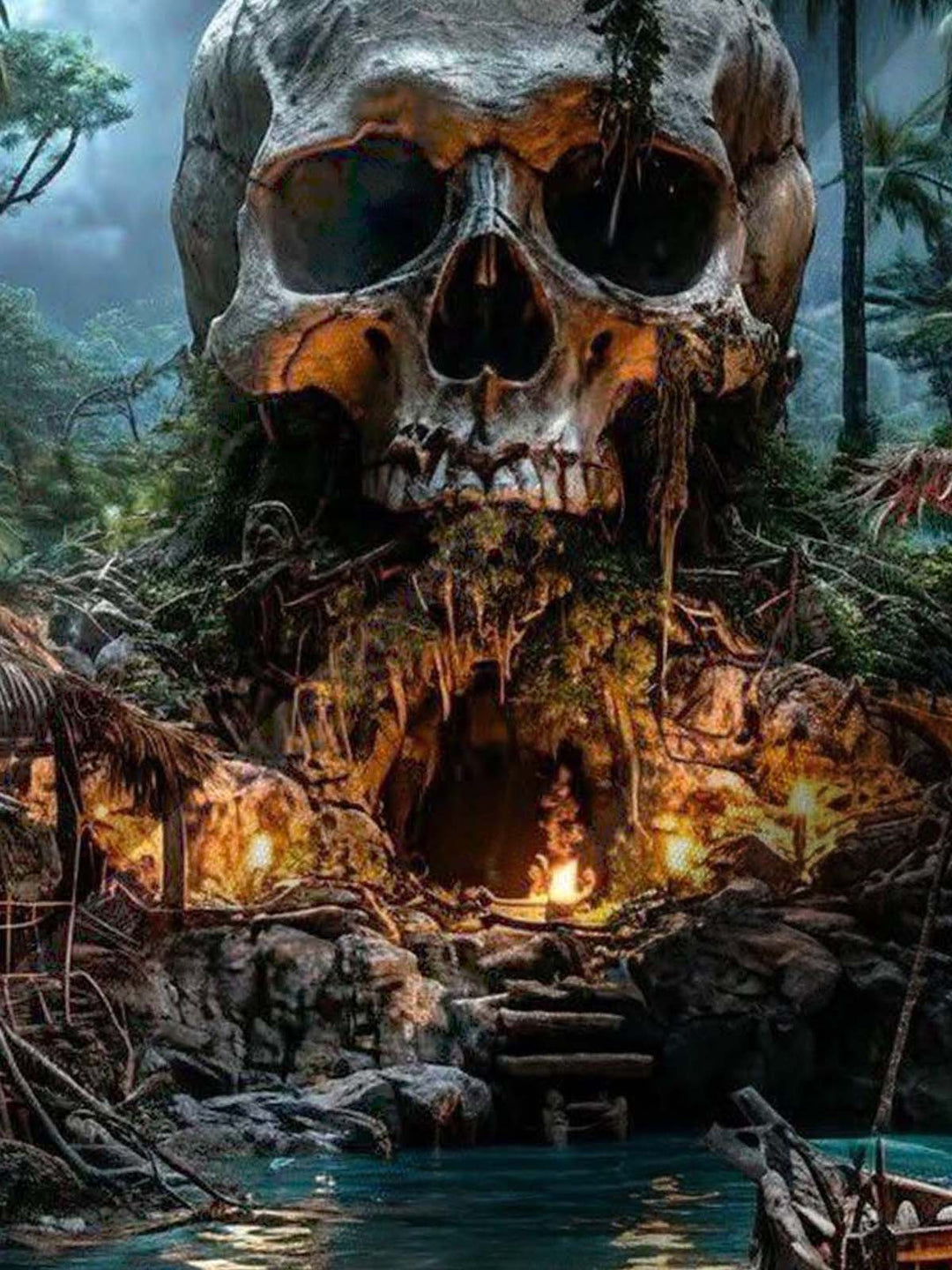 Alohadaddy® Hawaiian Skull Island Print Art Pocket Elastic Men&