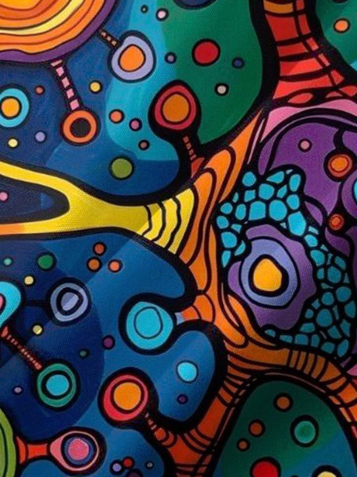 Alohadaddy® Retro Abstract Art Print Chest Pocket Men&