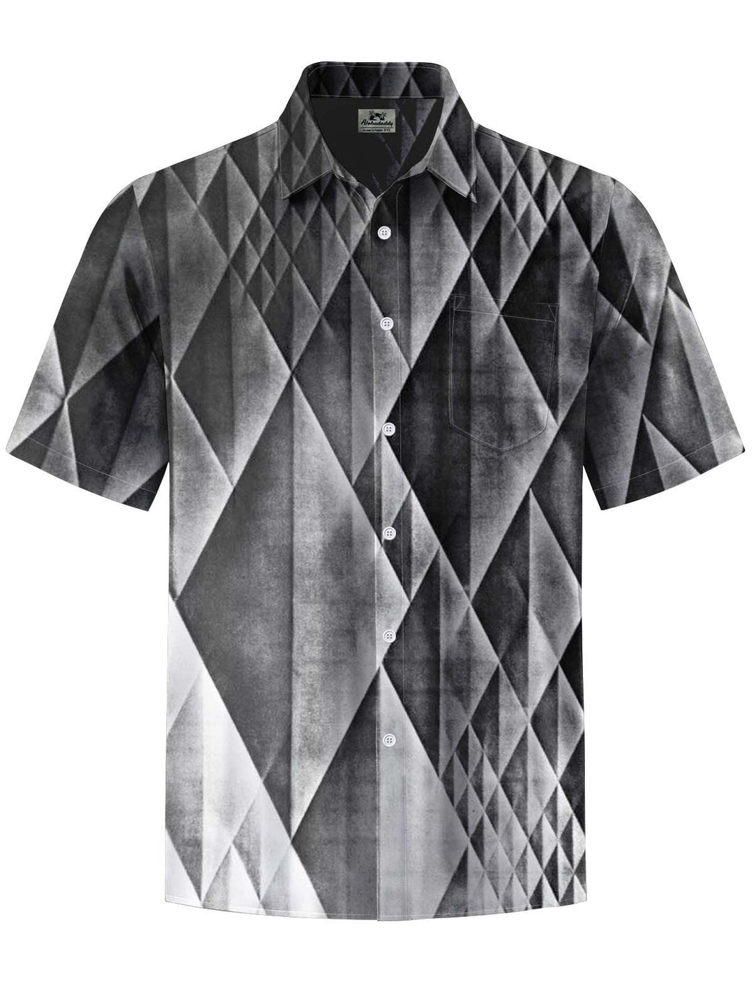 Alohadaddy® Casual Geometric Art Print Chest Pocket Stretch Men&
