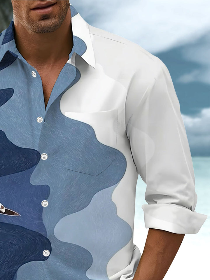 Alohadaddy® Casual Gradient Boating Print Art Pocket Stretch Men&