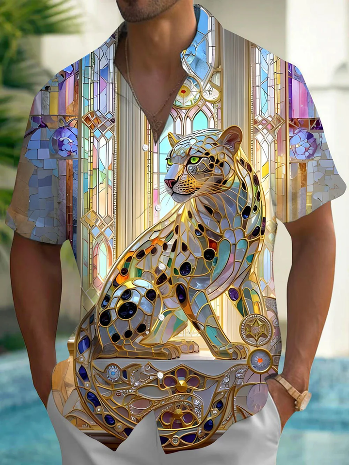 Alohadaddy® Casual Leopard Diamond Print Art Pocket Stretch Men&