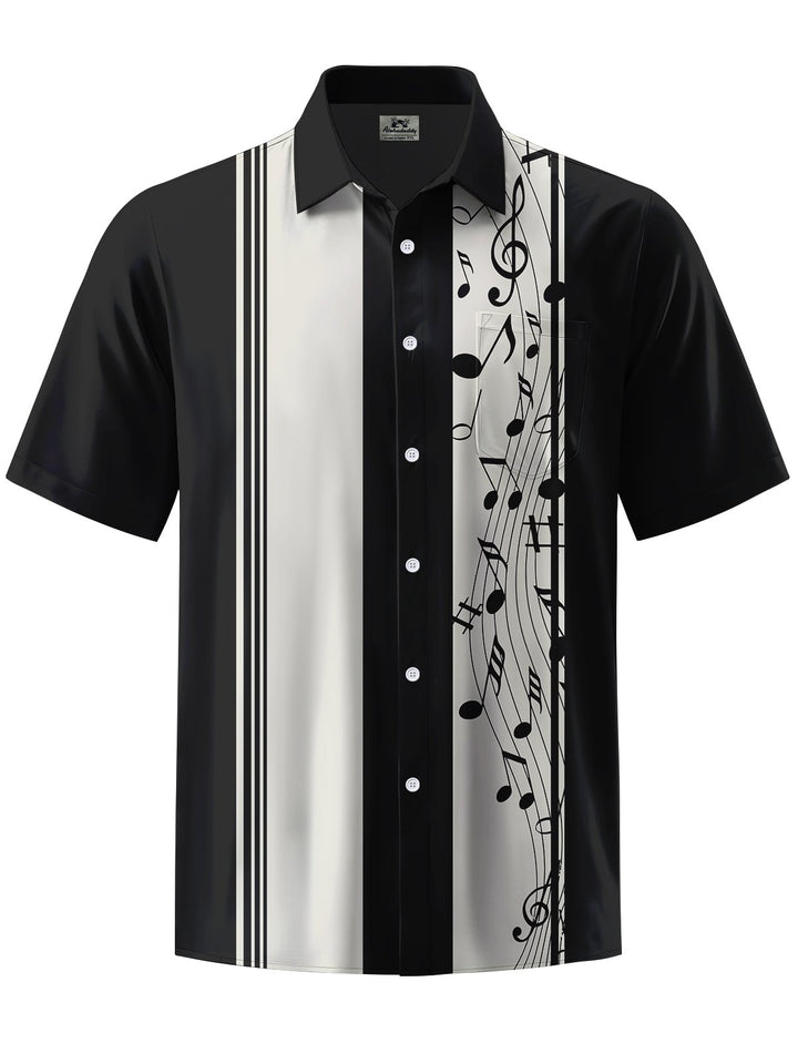 Alohadaddy® Casual Stripe Musical Note Print Art Stretch Pocket Men&