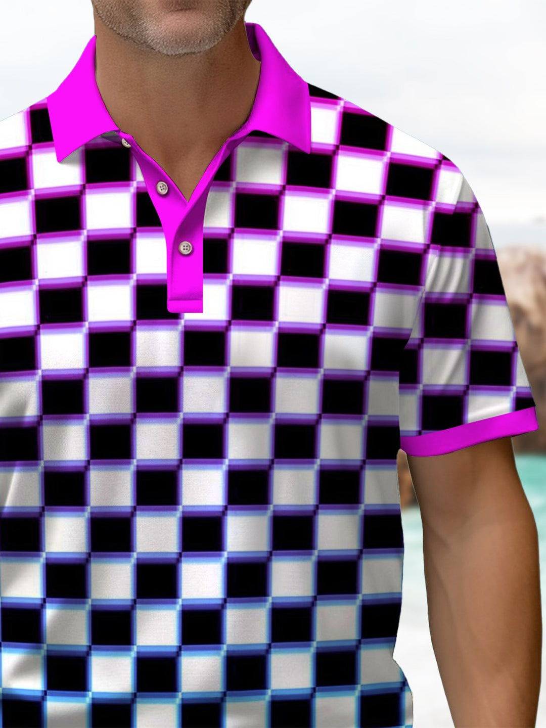 Alohadaddy® Business Casual Geometric Print Button Pocket Stretch Men&