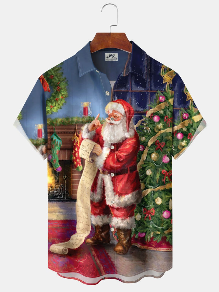 Alohadaddy® Christmas Santa Claus Print Pocket Elastic Button Men&