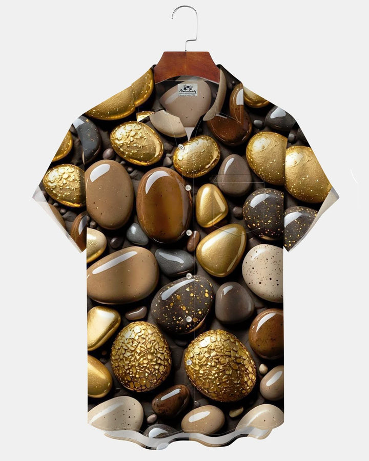 Alohadaddy® Vintage Pebble Art Print Pocket Elastic Button Men&