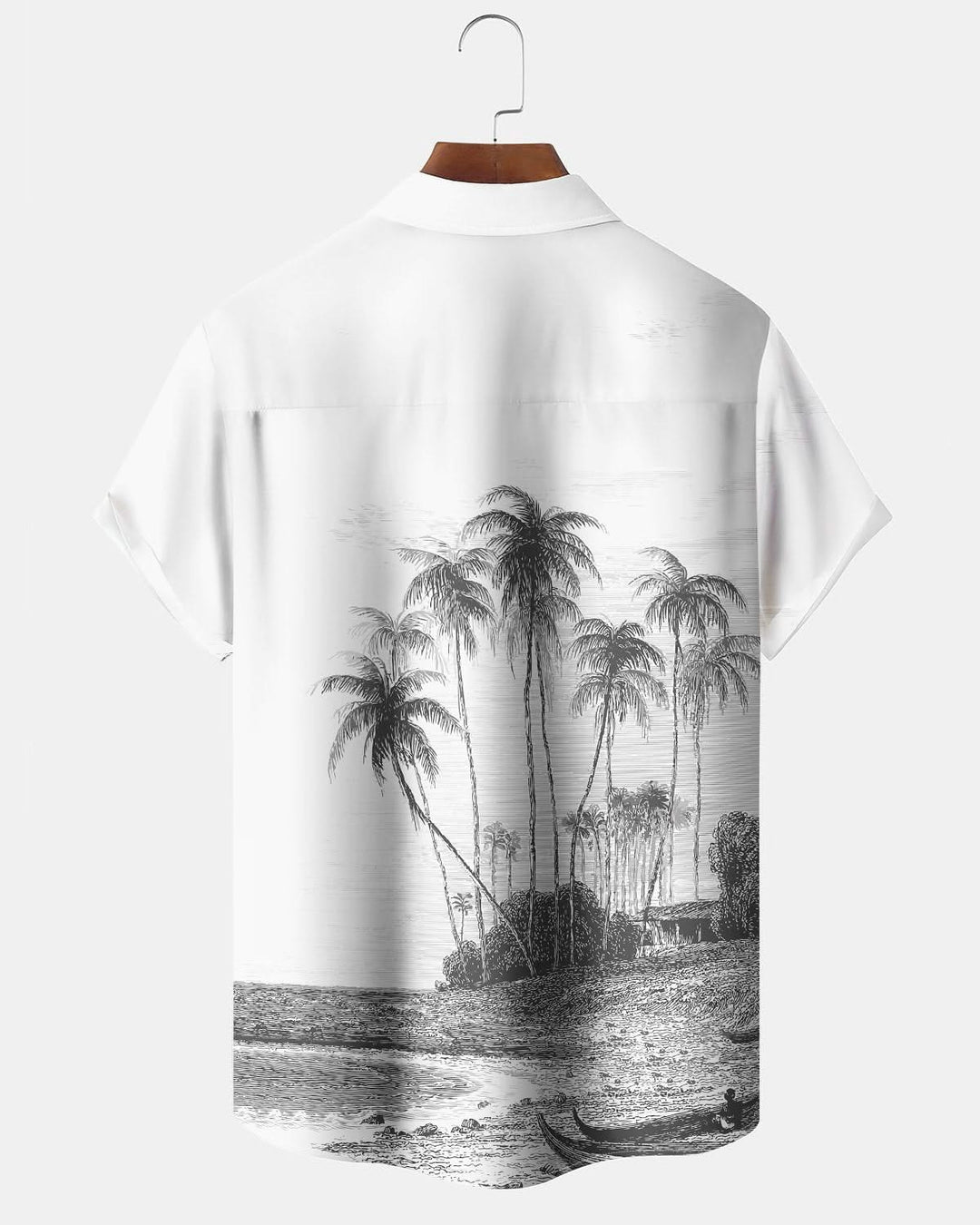 Alohadaddy® Vintage Beach Palm Tree Print Pocket Elastic Button Men&