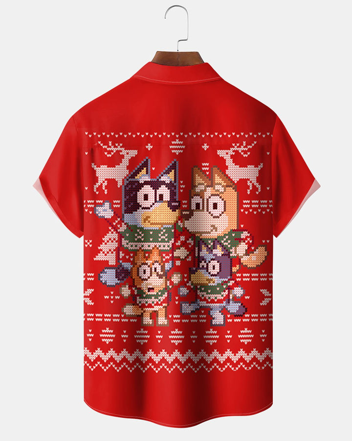 Alohadaddy® Christmas Dog Print Artistic Elastic Button Pocket Men&